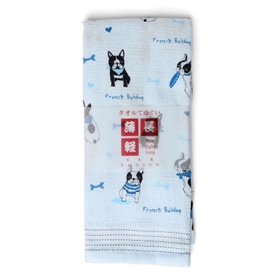 Miya Company Blue French Bulldog Tea Towel - Absorbent Kitchen Towel with Cute Pet Design