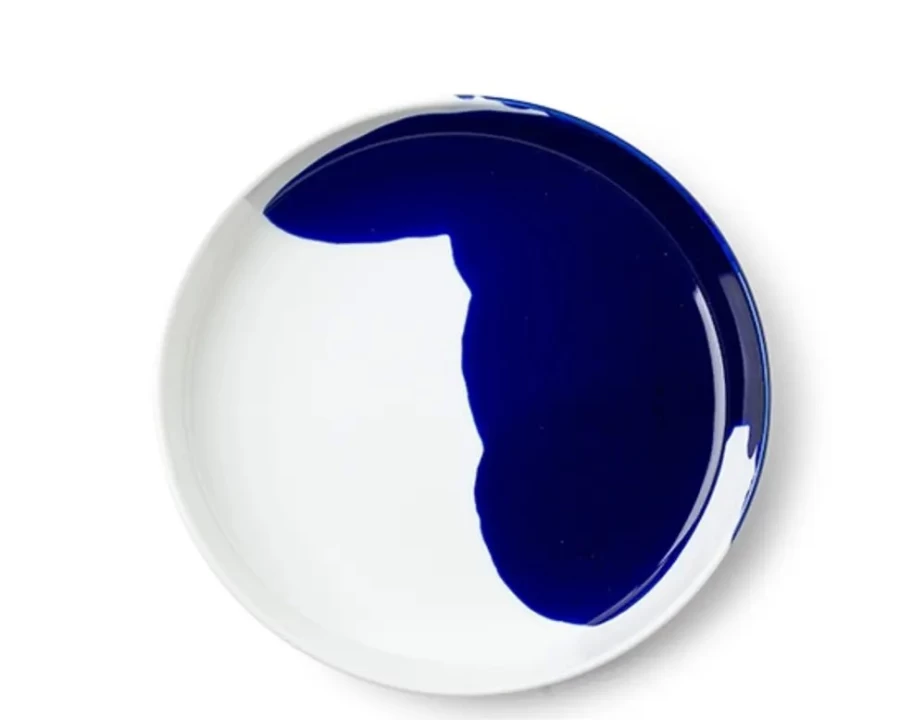 Miya Company Blue Splash Ceramic 7.75 Inch Decorative Plate