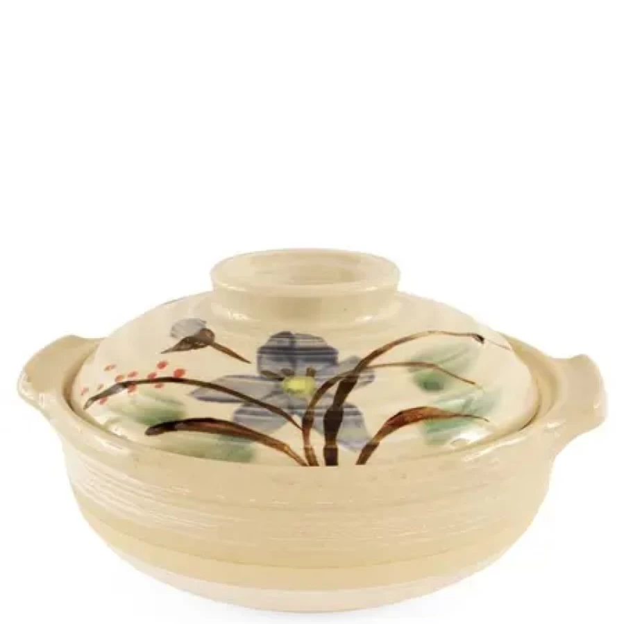Miya Company Kikyo Donabe Casserole Pot – 90 Oz Japanese Clay Pot for Steaming, Cooking, and Serving – Traditional Donabe Rice Pot