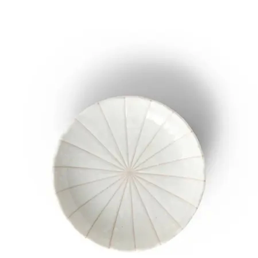 Miya Company Kasa Lines White Ceramic Plate 4.75 Inch Round Dish