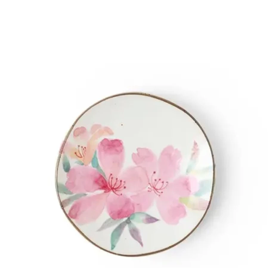 Miya Company Pink Floral Design Mini Plate - Decorative Ceramic Appetizer Dish