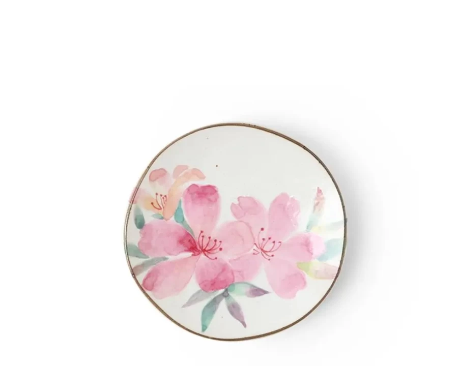 Miya Company Pink Floral Design Mini Plate - Decorative Ceramic Appetizer Dish