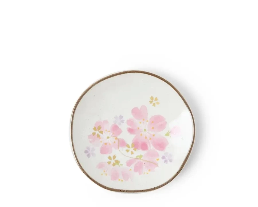 Miya Company Cherry Blossom Floral Mini Plate - Decorative Ceramic Appetizer Dish