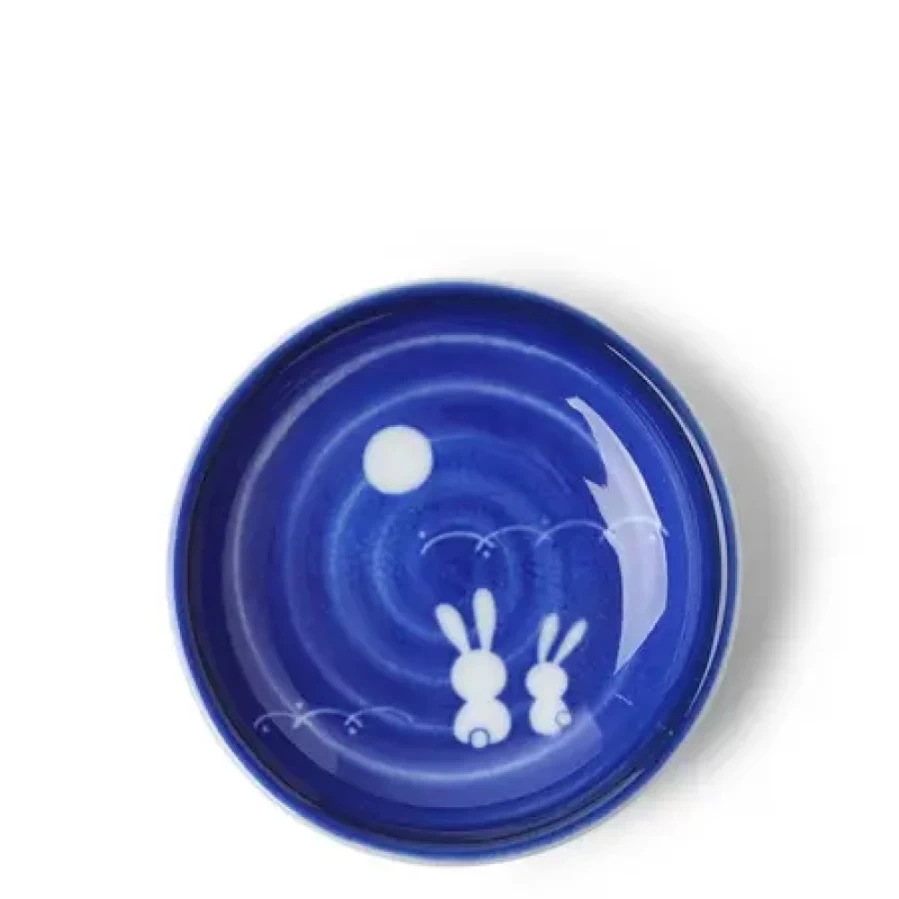 Miya Company 3-3/4" Rabbit & Moon Ceramic Sauce Dish – Decorative Small Bowl for Condiments & Dipping
