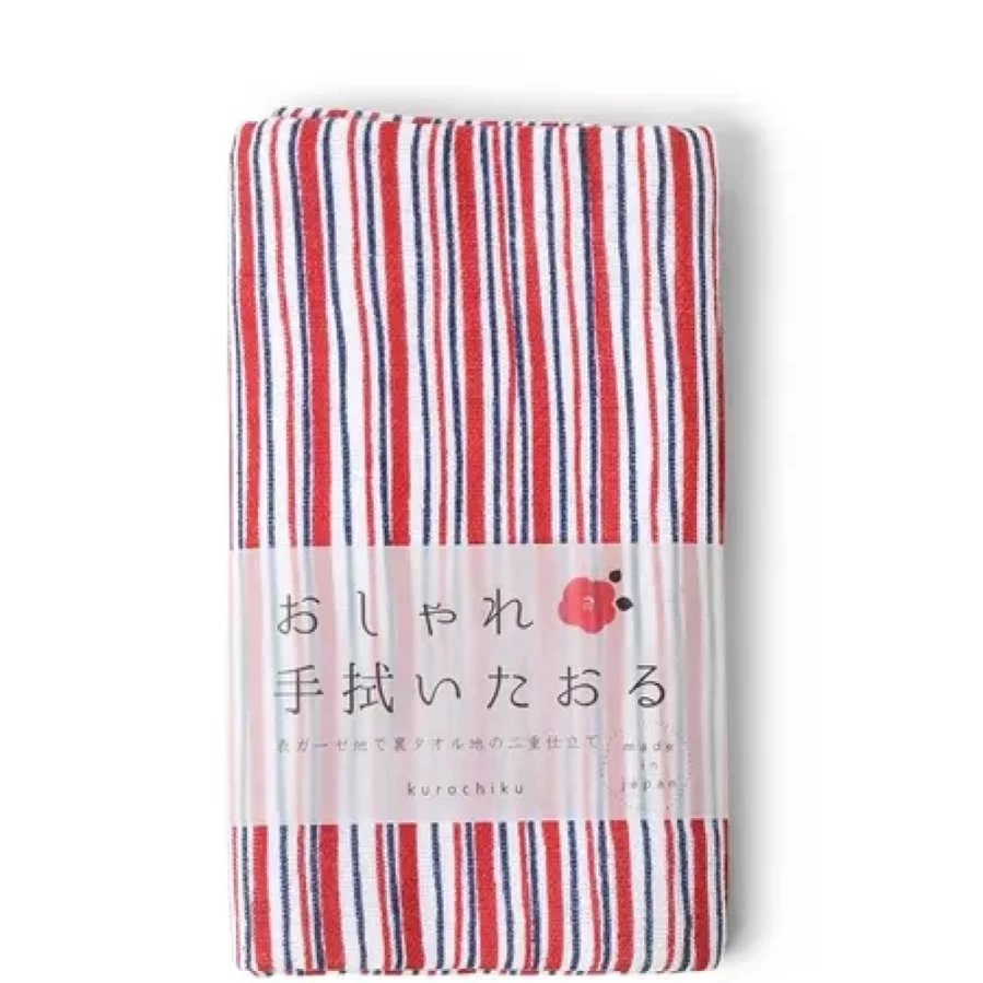 "Premium Red Striped Bath Towel by Miya Company – Soft, Absorbent & Stylish"