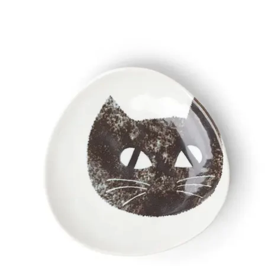 Miya Company Black Cat 5.5 Inch Plate - Durable Ceramic Dinner Plate for Everyday Use