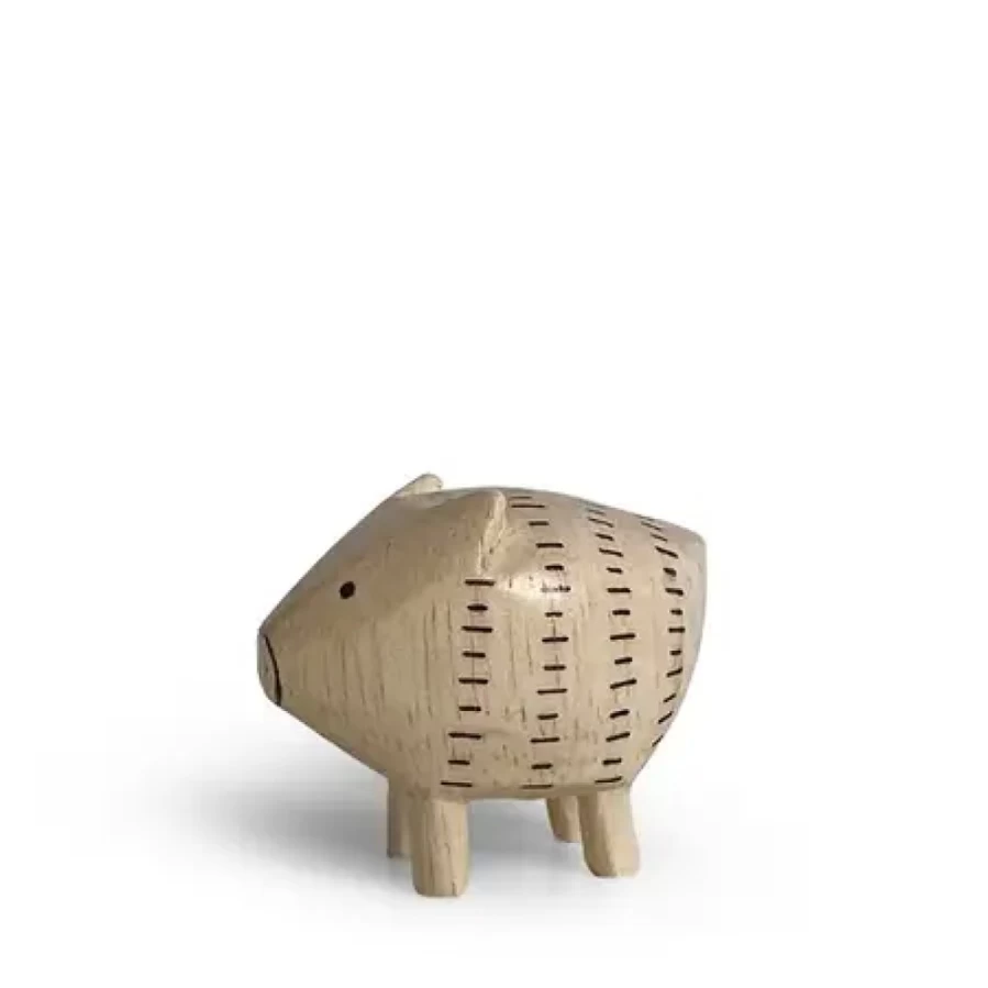 Miya Company Wooden Zodiac Pig Figurine - Handcrafted Animal Sign Collectible by T-Lab