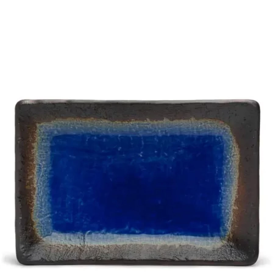 Miya Company Cobalt Blue Ceramic Plate 8.75 x 5.5 Inches - Elegant Decorative Dining Dish