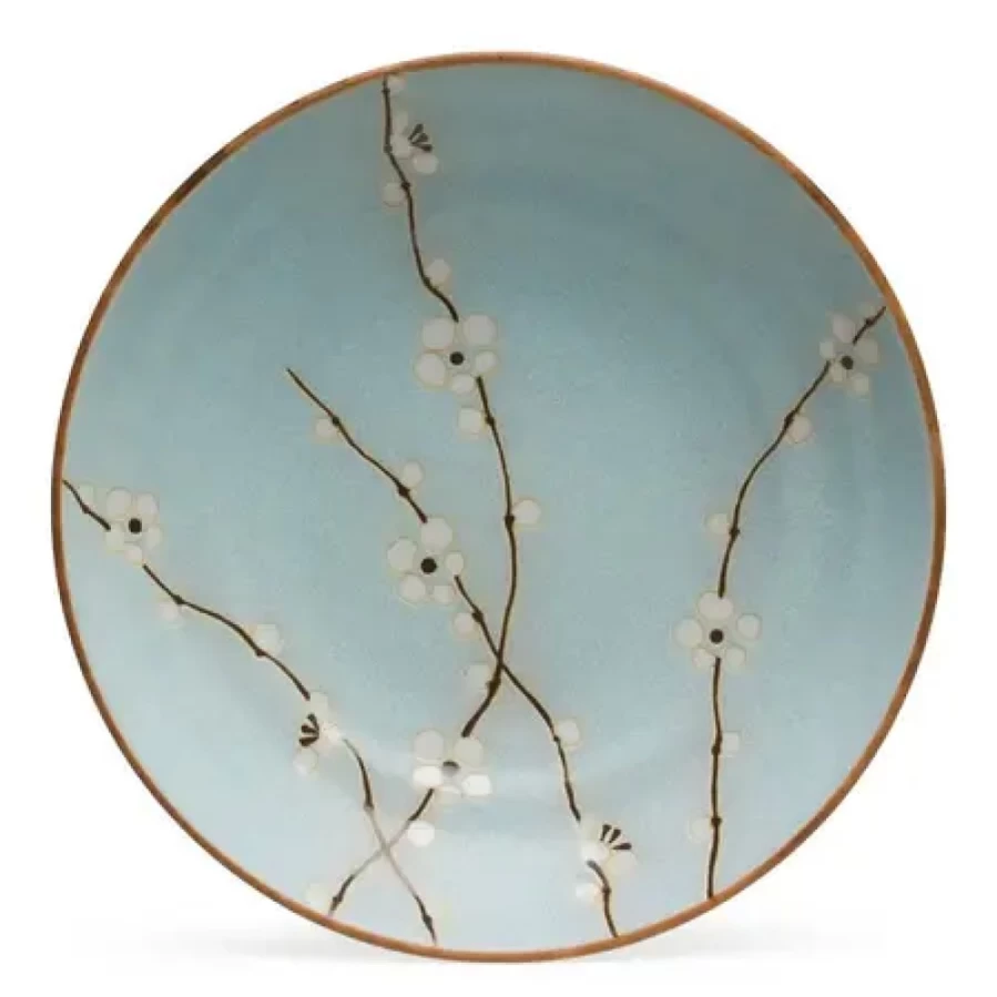 Miya Company Spring Blossoms 9-Inch Decorative Shallow Bowl for Home Decor