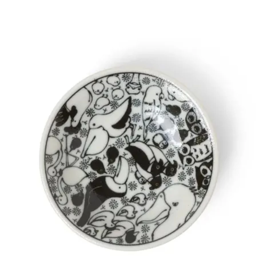 "4 Inch Happy Birds Sauce Dish by Miya Company – Decorative Ceramic Condiment Bowl"