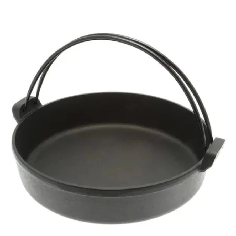 Miya Company Cast Iron Sukiyaki Pan With Ergonomic Handle - Premium Japanese Style Griddle For Authentic Sukiyaki & Hot Pot Cooking