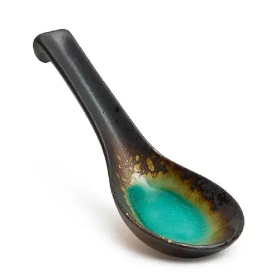 Miya Company Kosui Green Soup Spoon - Durable Ceramic Spoon for Soup, Dessert, and Dining