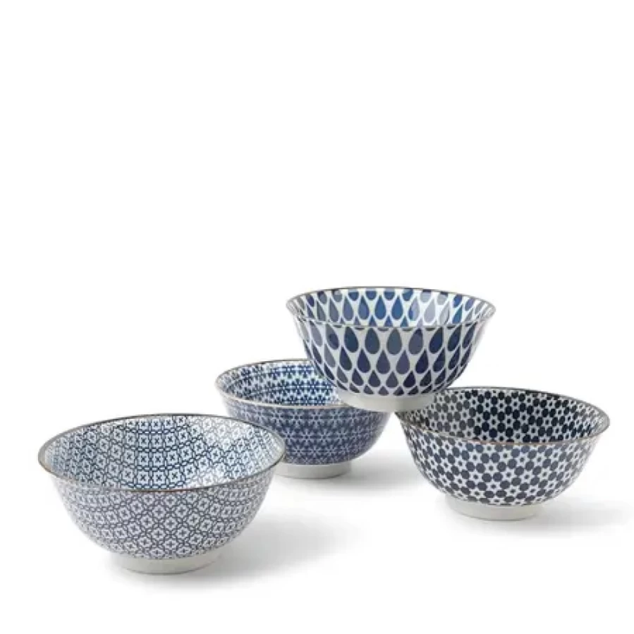 Miya Company 5.5-Inch Cobalt Blue Bowl Set for Two - Handcrafted Ceramic Dinnerware
