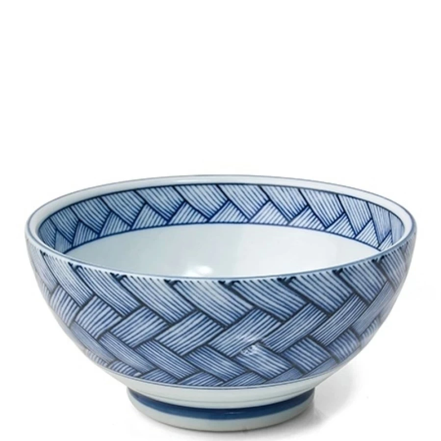 Miya Company 7.25 Inch Japanese Udon Noodle Bowl - Ajiromon Ceramic Soup Bowl for Ramen and Soba