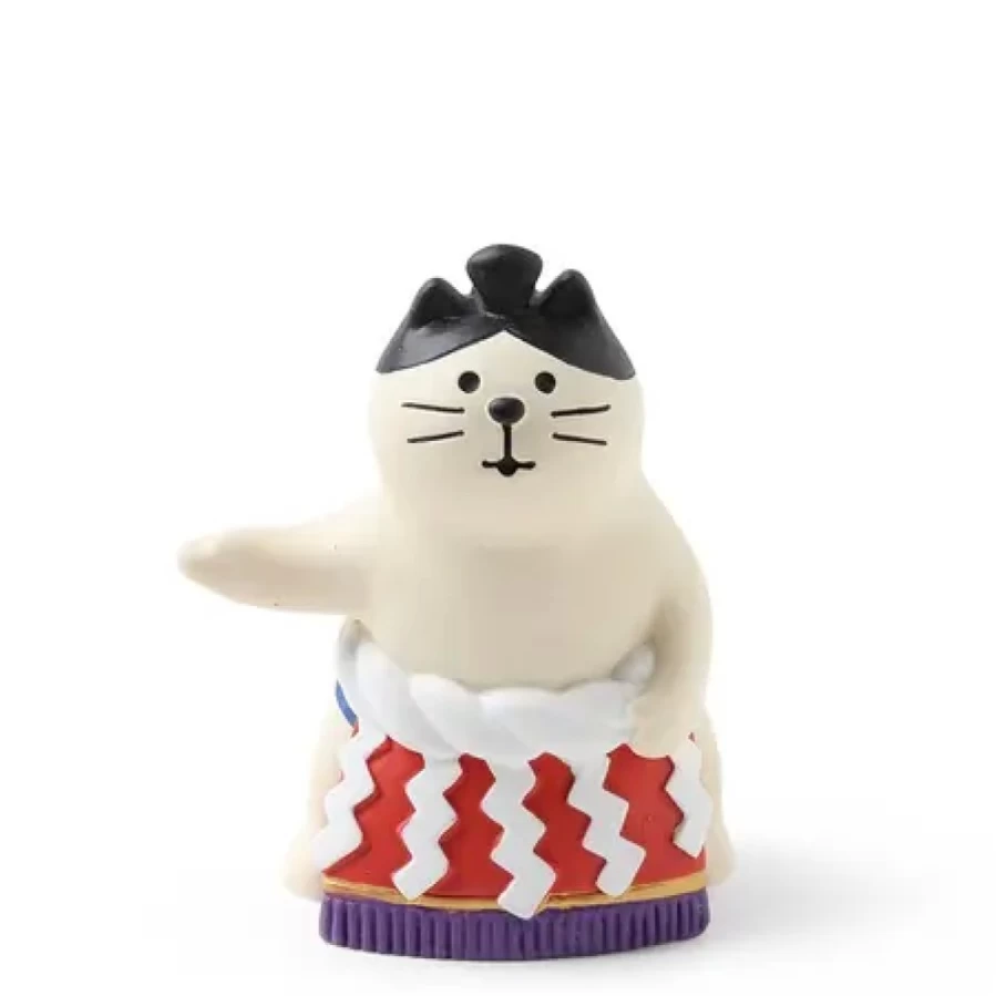 "Miya Company Sumo Cat Figurine - Unique Japanese Wrestling Cat Collectible"