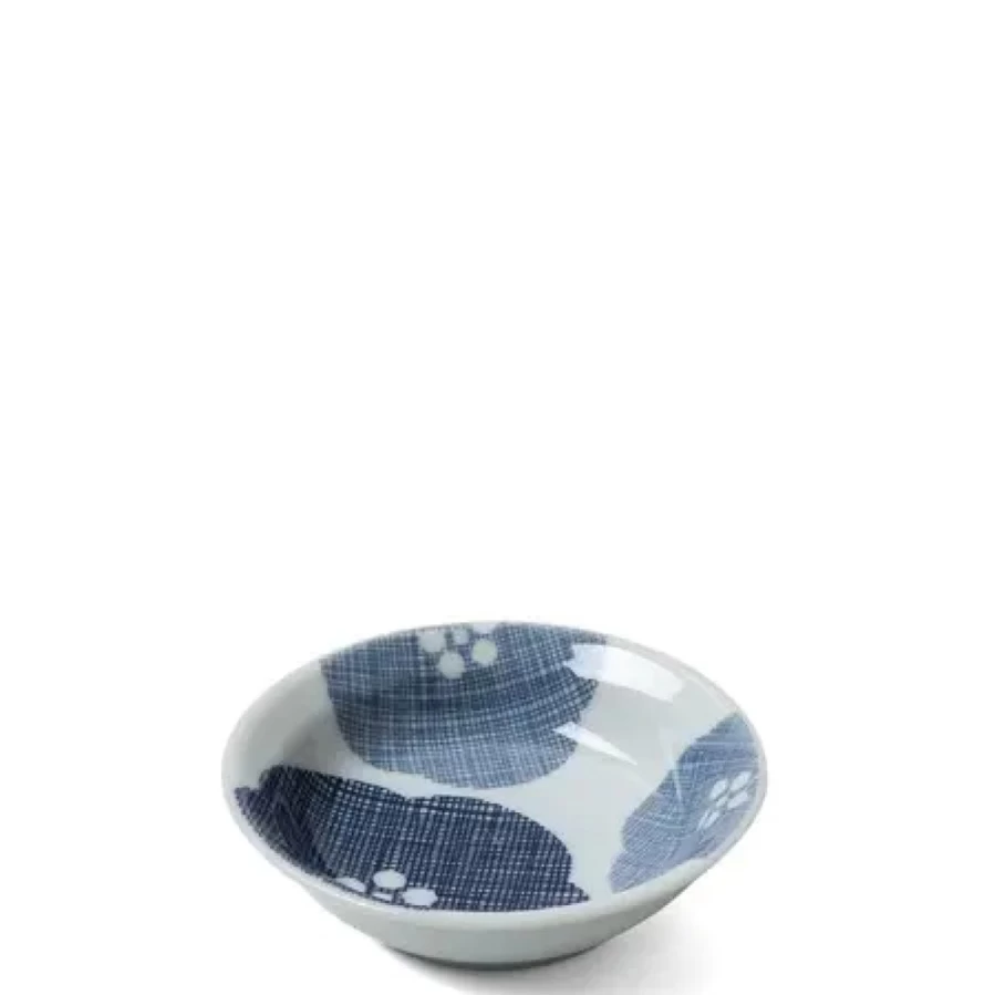 Miya Company Blue Ceramic Petal Sauce Dish for Dining Decor