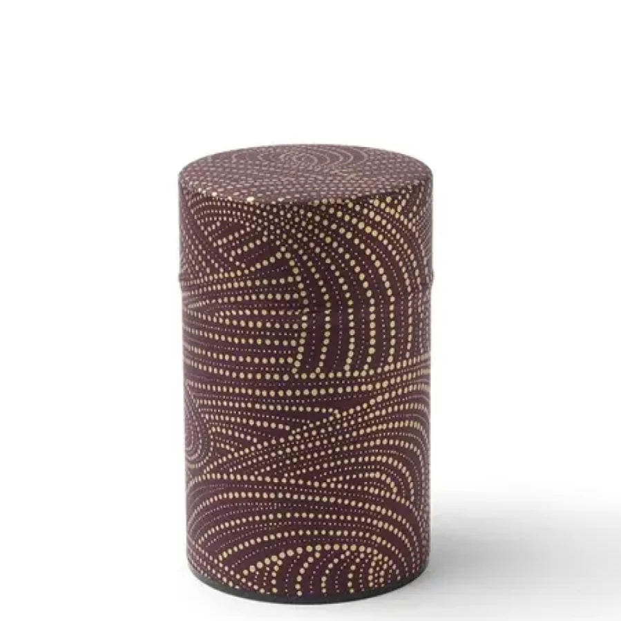 Miya Company Airtight Tea Canister with Elegant Purple & Gold Swirl Design - Premium Ceramic Storage Container for Loose Leaf Tea