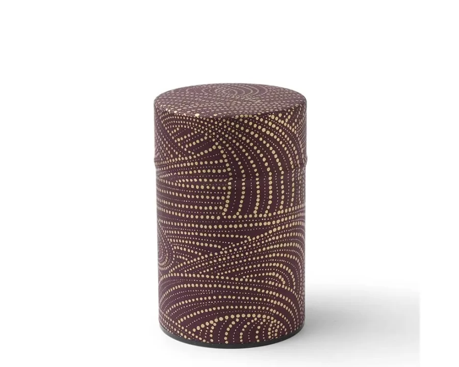 Miya Company Airtight Tea Canister with Elegant Purple & Gold Swirl Design - Premium Ceramic Storage Container for Loose Leaf Tea