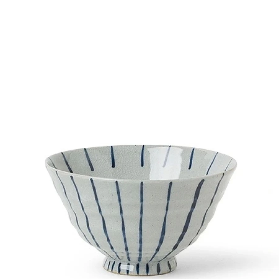 Miya Company Premium Gray & Blue Ceramic Rice Bowl – Elegant Dining Tableware
