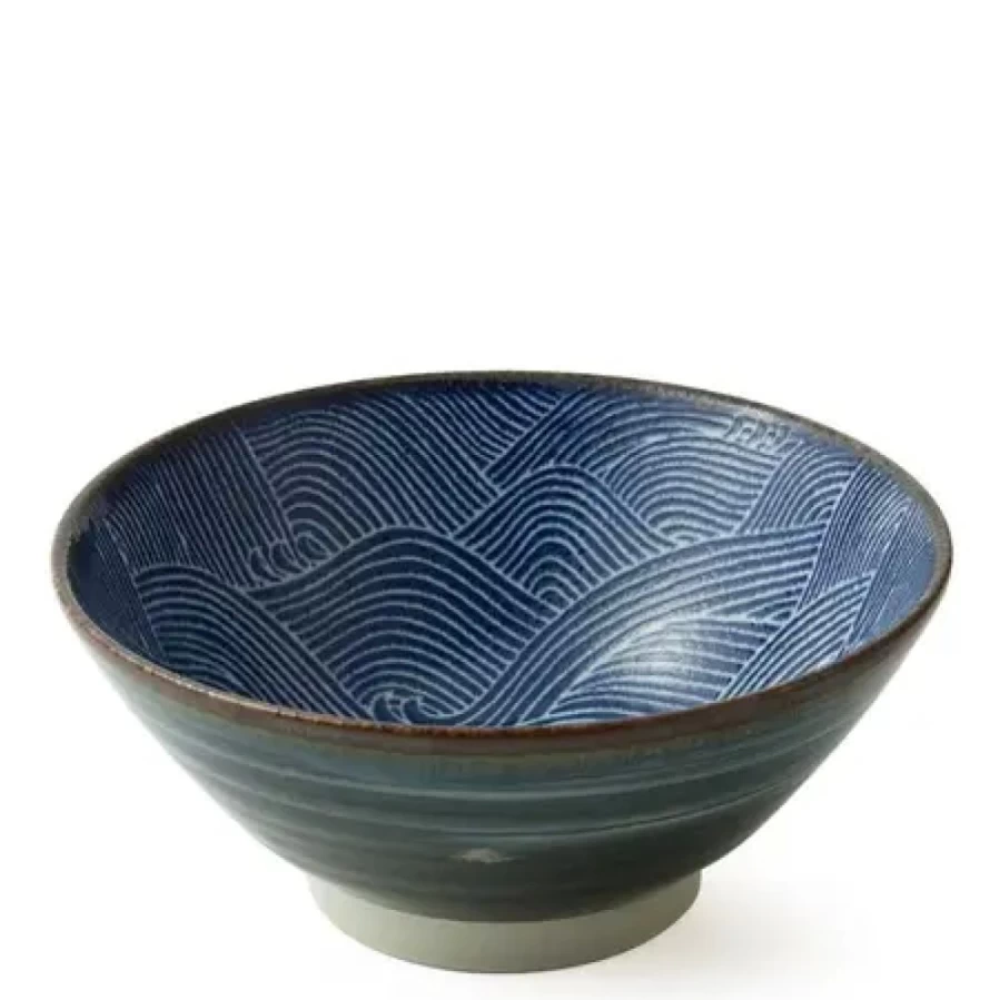 Miya Company Aranami 6.875-Inch Handcrafted Ceramic Bowl for Dining & Decor