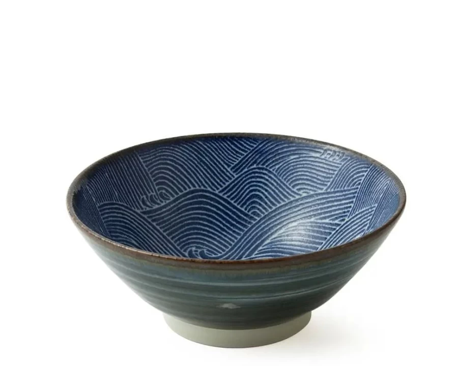 Miya Company Aranami 6.875-Inch Handcrafted Ceramic Bowl for Dining & Decor