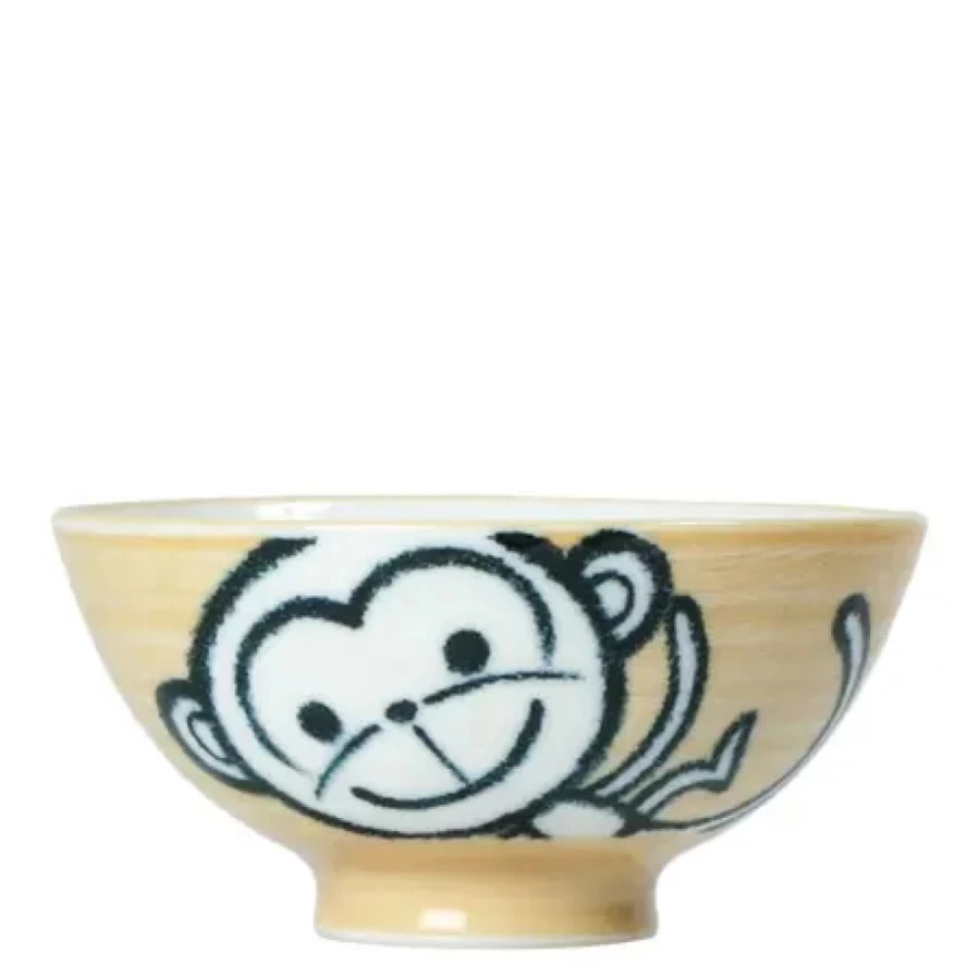 "Miya Company 4.5-Inch Monkey Design Ceramic Rice Bowl – Durable & Stylish"