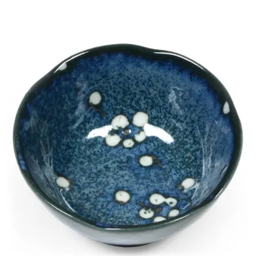 Miya Company 3.5" Ceramic Sauce Bowl - Namako Blossoms Design for Dipping & Condiments