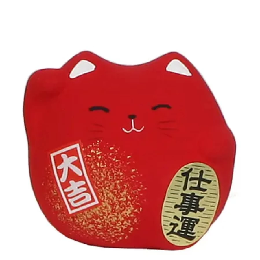 Lucky Feng Shui Cat Figurine 2.25" Red for Wealth & Prosperity - Miya Company
