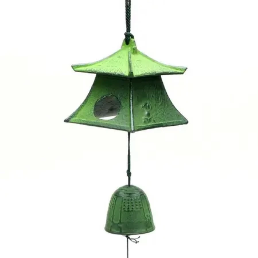 Miya Company Green Wind Chime Lantern Outdoor Decor 2-5/8 Inch Garden Hanging Ornament