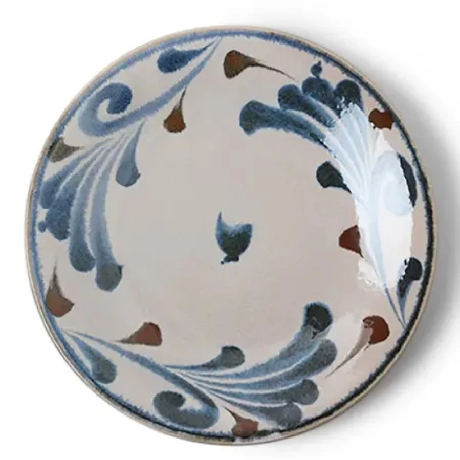Miya Company Rustic Blue Vines 11 Inch Decorative Ceramic Plate