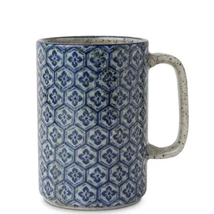 "16 Oz Blue Kikko Ceramic Mug by Miya Company – Durable & Stylish Coffee Cup"