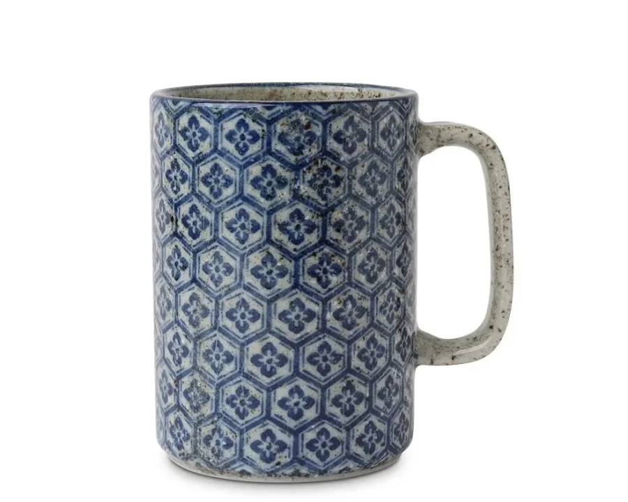 "16 Oz Blue Kikko Ceramic Mug by Miya Company – Durable & Stylish Coffee Cup"