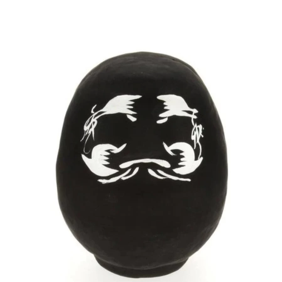 Miya Company Daruma Modern Black Matte Finish Decorative Figurine