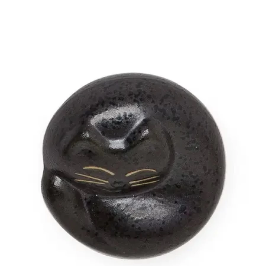 "Elegant Black Cat Chopstick Rest - Stylish Tableware by Miya Company"