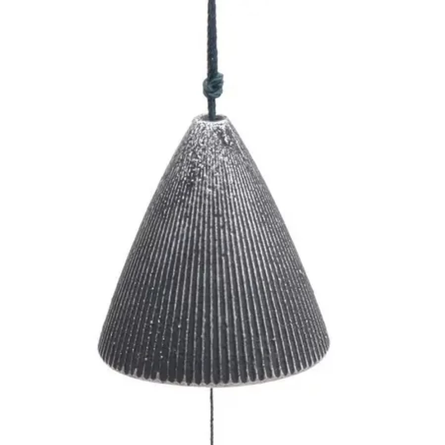 "Miya Company 2" Ribbed Pewter Wind Chime Cone - Handcrafted Outdoor Garden Decor"