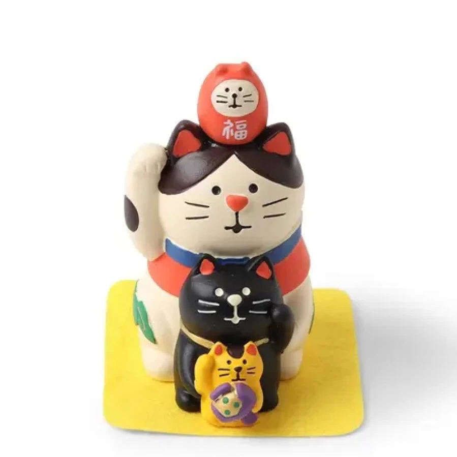 Miya Company Lucky Fortune Cat Figurine - Stackable Decorative Collectible for Good Luck