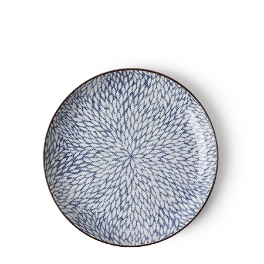 Miya Company Aizome Mums 7-Inch Decorative Plate – Handcrafted Ceramic Dish for Home Decor