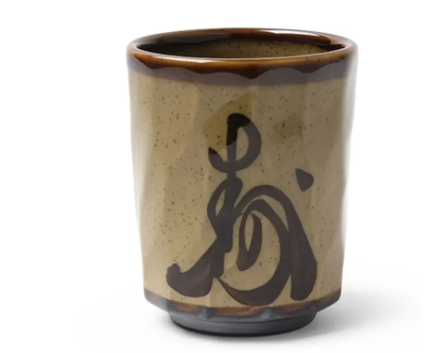 Miya Company Brown Character Ceramic Teacup - 8 Oz. Capacity, Unique Design for Tea Lovers