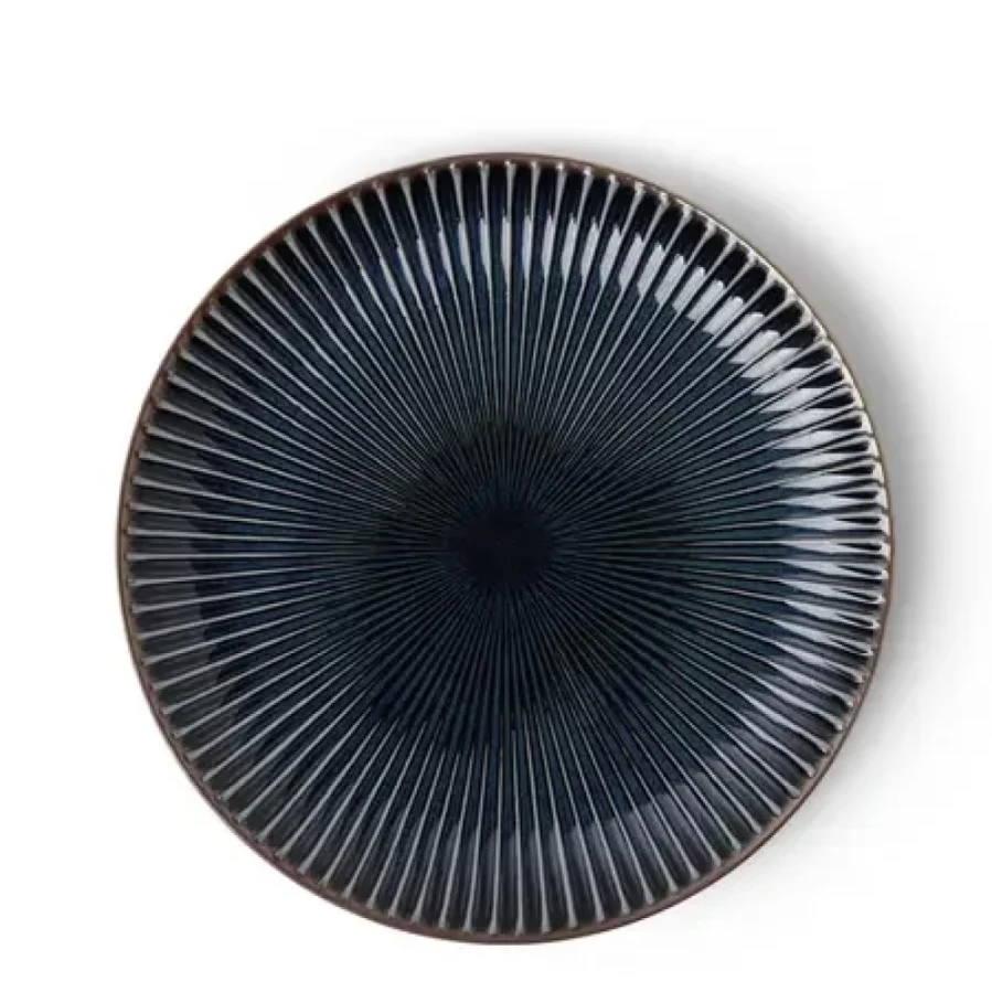 Miya Company Navy Blue 8.75 Inch Dinner Plate - Aiya Collection Ceramic Plate for Dining & Serving