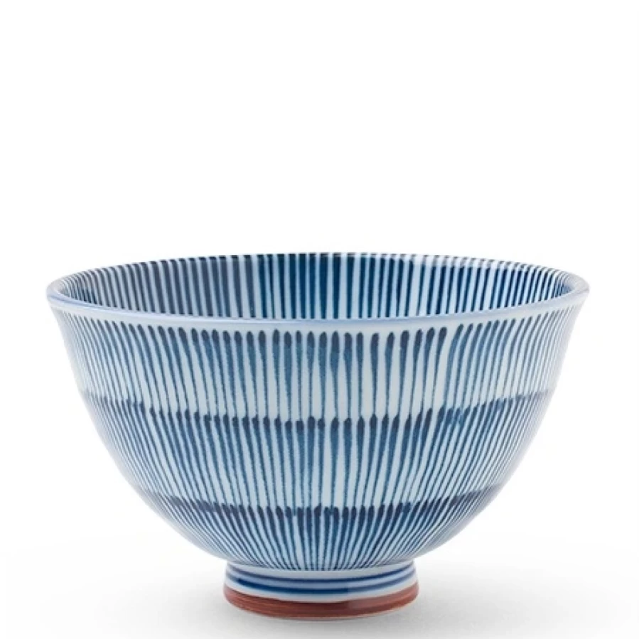 Miya Company 4.75 Inch Traditional Japanese Rice Bowl - Hoso Tokusa Ceramic Dish for Dining & Presentation