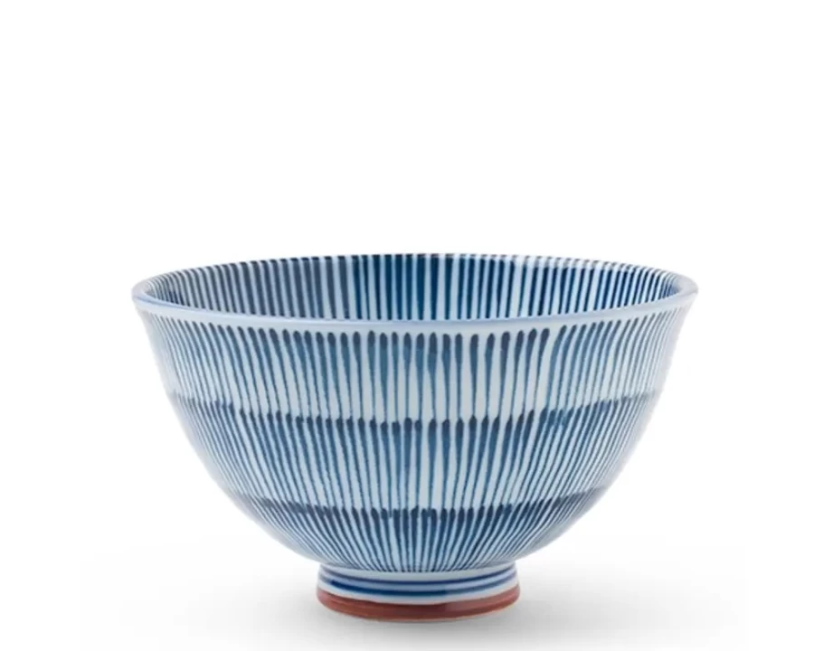 Miya Company 4.75 Inch Traditional Japanese Rice Bowl - Hoso Tokusa Ceramic Dish for Dining & Presentation