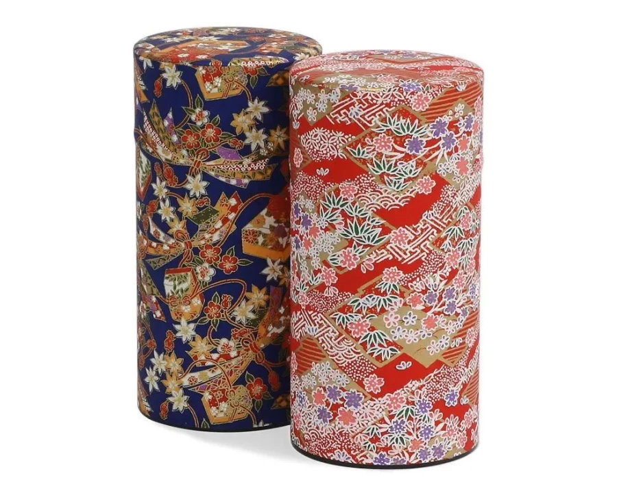 "Miya Company Premium Washi Paper Tea Canister - Handcrafted Japanese Style Tea Storage Container"