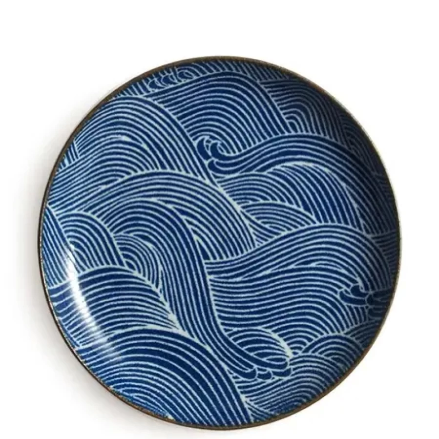 Miya Company Aranami 7-Inch Decorative Plate – Handcrafted Ceramic Dish for Dining & Display