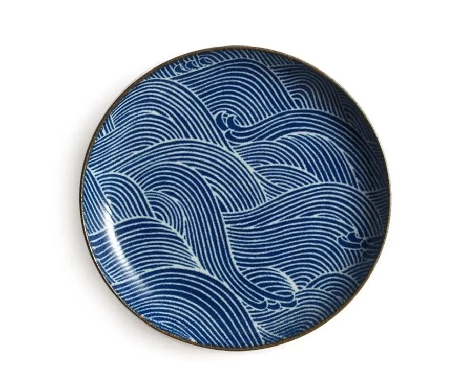 Miya Company Aranami 7-Inch Decorative Plate – Handcrafted Ceramic Dish for Dining & Display