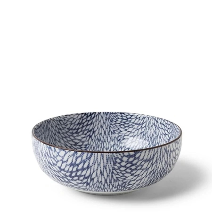 Miya Company Aizome Mums 7-Inch Decorative Bowl – Handcrafted Ceramic Artwork for Home Decor