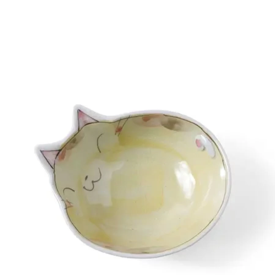 "Eco-Friendly Ceramic Cat Bowl for Tabby Cats by Miya Company – Durable Pet Food Dish with Non-Slip Base"