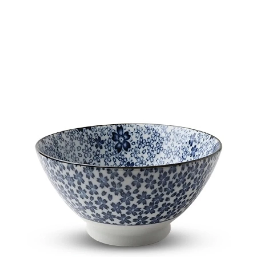 Miya Company Blue & White Sakura 7-Inch Porcelain Noodle Bowl – Handcrafted Japanese Ceramic Soup Bowl