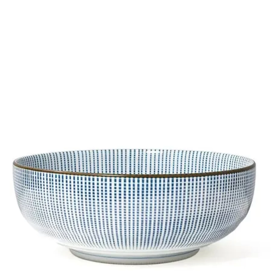Miya Company Sendan Tokusa 8.5-Inch Shallow Ceramic Bowl – Handcrafted Japanese Tableware for Dining & Serving