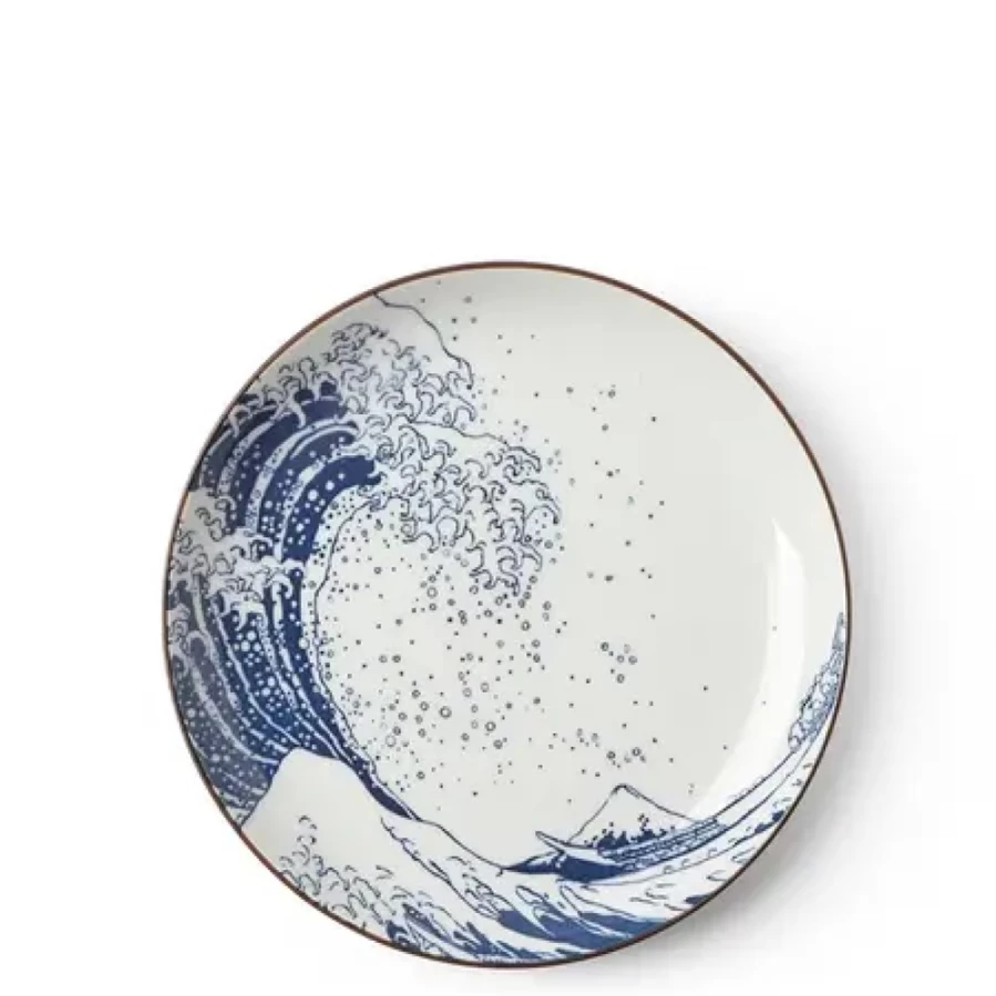 Miya Company The Great Wave Off Kanagawa Decorative Plate - 7.125 Inch Japanese Art Ceramic Dish