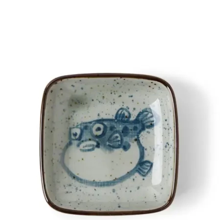 "Miya Company 3.5 Inch Puffer Fish Sauce Dish – Unique Ceramic Condiment Bowl"